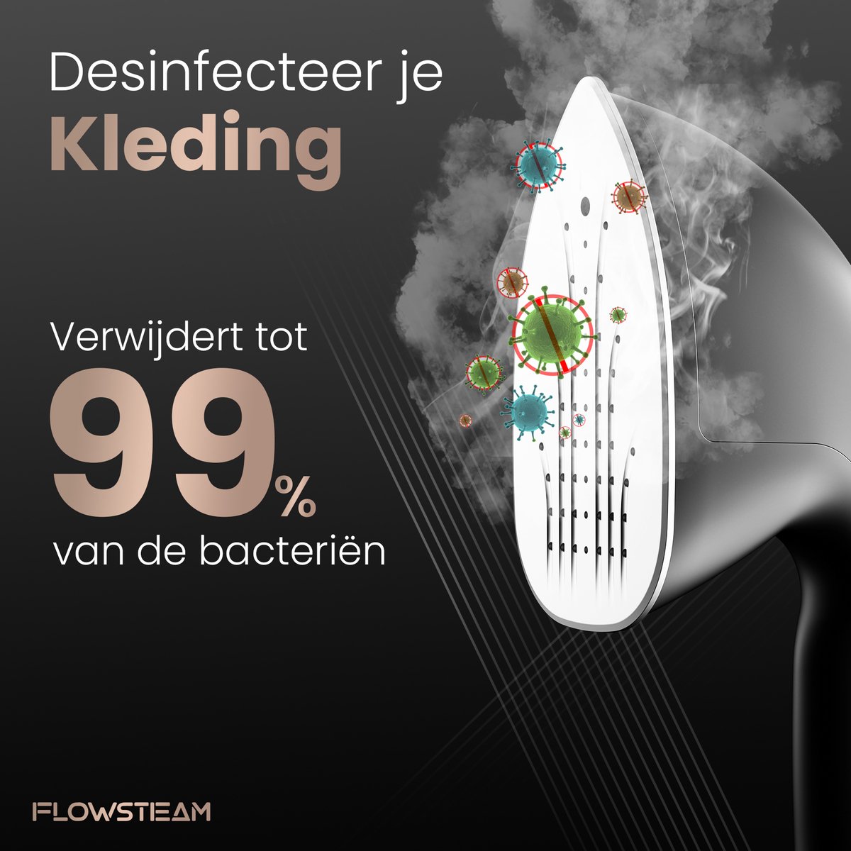 FLOWSTEAM® PRO Kledingstomer - Handstomer - Stoomreiniger - Stoomapparaat Kleding - 150 Minuten Stomen - 2.5M Snoer - Zwart — cadeau in Wonen & Interieur - foto 8