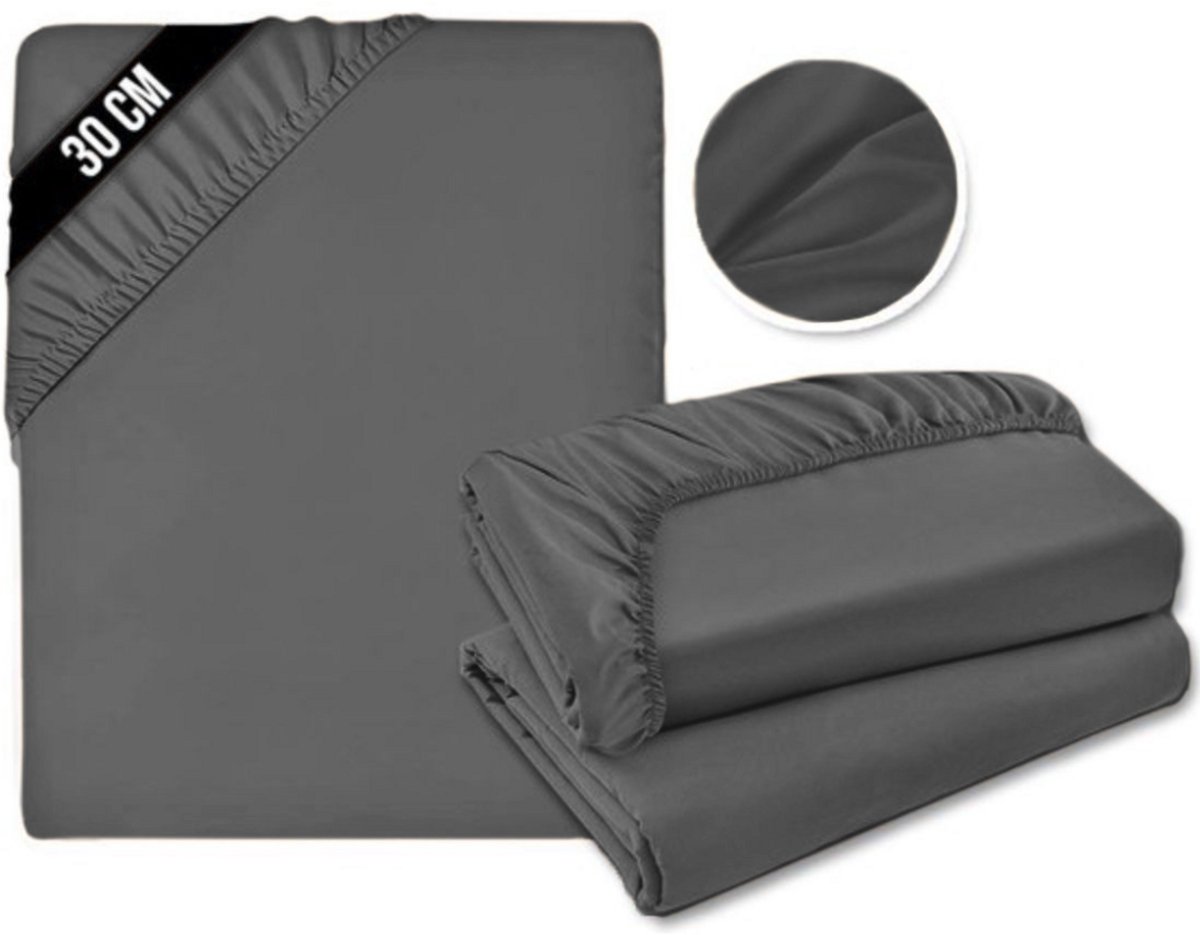 JMZR® Matrasovertrek 180x200 - Hoeslaken - Matrashoes - Super Zacht - Grijs