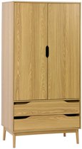 Bol.com sweeek - Vintage kledingkast walnootkleurig hout 2 deuren 2 laden 1 roede aanbieding