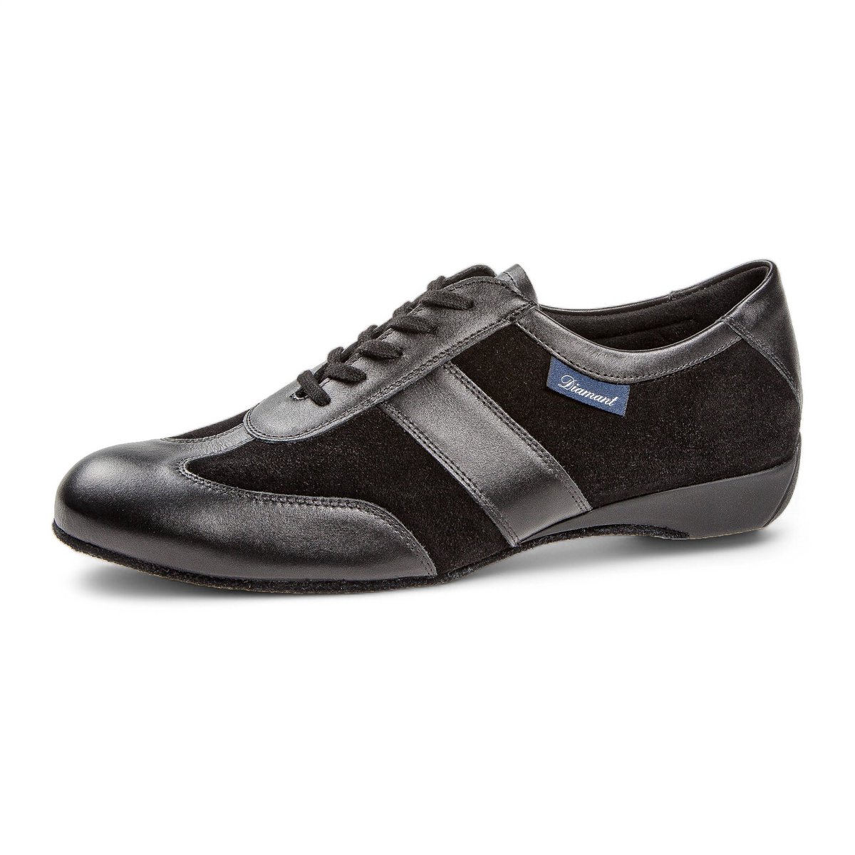 Diamant 123 - 225 - 070 - Ballroomsneaker - Heren Dansschoen - Casual Look - Comfortabele pasvorm - Flexibele suède zool - Dansers bredere voet - Latin, Ballroom, Tango, Salsa, Kizomba, Bachata - Diamant - Zwart - 47