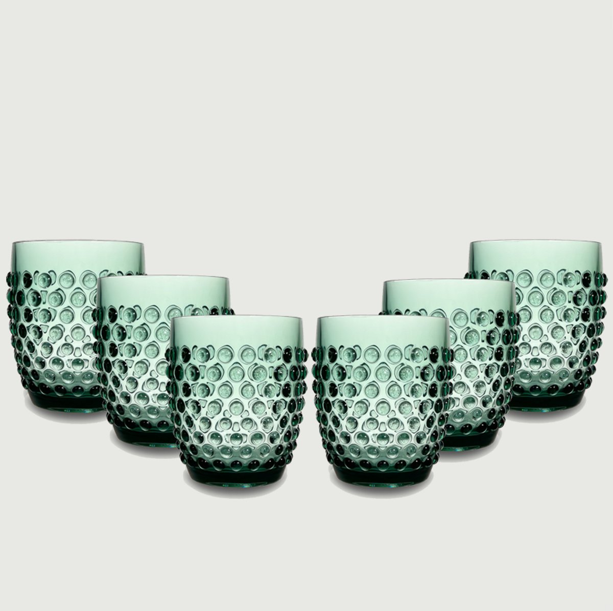 Arca Dotted Green - Acryl Drinkbeker 350ml - Set van 6 - groen - duurzaam, lichtgewicht, onbreekbaar, ideaal voor in de tuin, picknick, speelse look