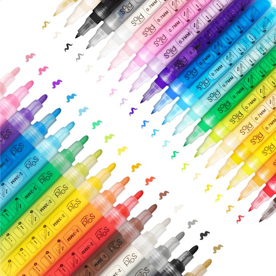 Marqueurs de peinture - Acryliques - stylos Acryl - Happy Stones - 35 pièces - 20 couleurs - 2 tailles