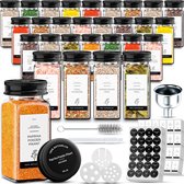 Organess 24 Pots d'herbes aromatiques - 3 types de couvercles à saupoudrer - Épandeur d'épices - Ensemble complet avec Autocollants Pots d'herbes aromatiques , marqueur à craie et Accessoires de vêtements pour bébé - 120 ml