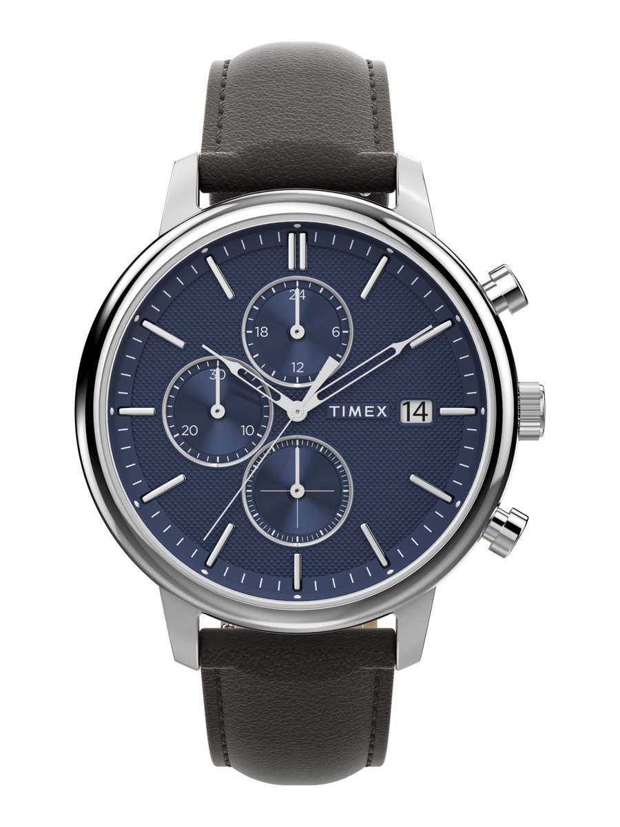 Timex Timex Chicago Chronograph Kwarts Analoog Horloge Bruin Case: 100% Low Lead Brass | Armband: 100% Leather 45 TW2W76200AJ