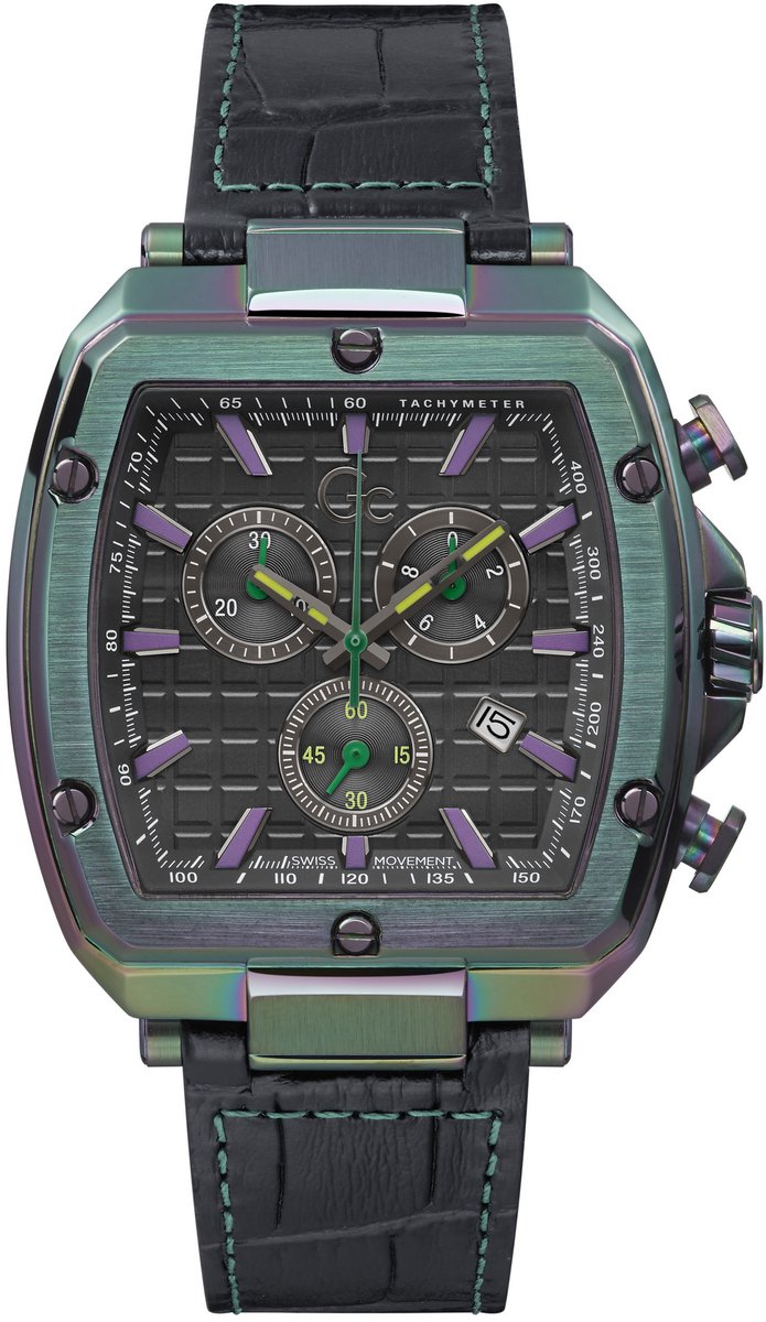 Gc Gc Spirit Tonneau Quartz Chronograph Zwart Case: 100% Stainless Steel | Armband: 100% Leather 44 Y83009G2MF
