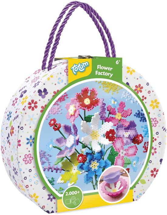 Totum knutselkoffertje bloemen maken met 2000+ strijkkralen - Flower Factory - Creatief speelgoed meisjes vanaf 6 jaar knutselen - cadeautip moederdag