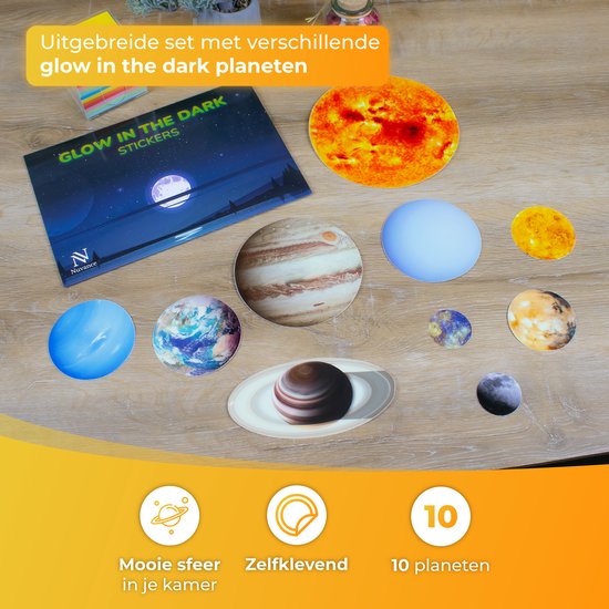 Glow in the dark planets - 10 pièces - Glow in the dark stickers - Glow in the dark stars - Chambre d'enfant - Lumineux - Sticker - Enfants - Stickers Stickers muraux - Nuit - Ciel étoilé - Décoration - Stickers papier peint