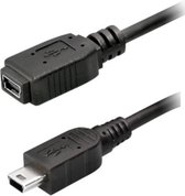 Transmedia USB Mini B naar USB Mini B verlengkabel - USB2.0 / tot 1A / zwart - 1,2 meter