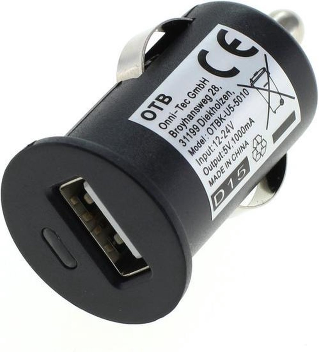 USB autolader met 1 poort - compact - 1A / zwart - OTB