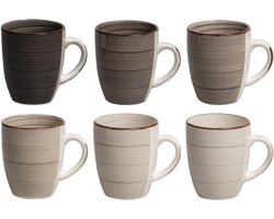 Cookinglife Mokken Delice Grijs 350 ml – Set van 6 – Ideaal voor Dagelijks Gebruik – Aardewerk met Lichtgrijze Glazuurlaag en Subtiele Spikkels – Vaatwasser- en Magnetronbestendig – Duurzaam, Elegant en Stapelbaar