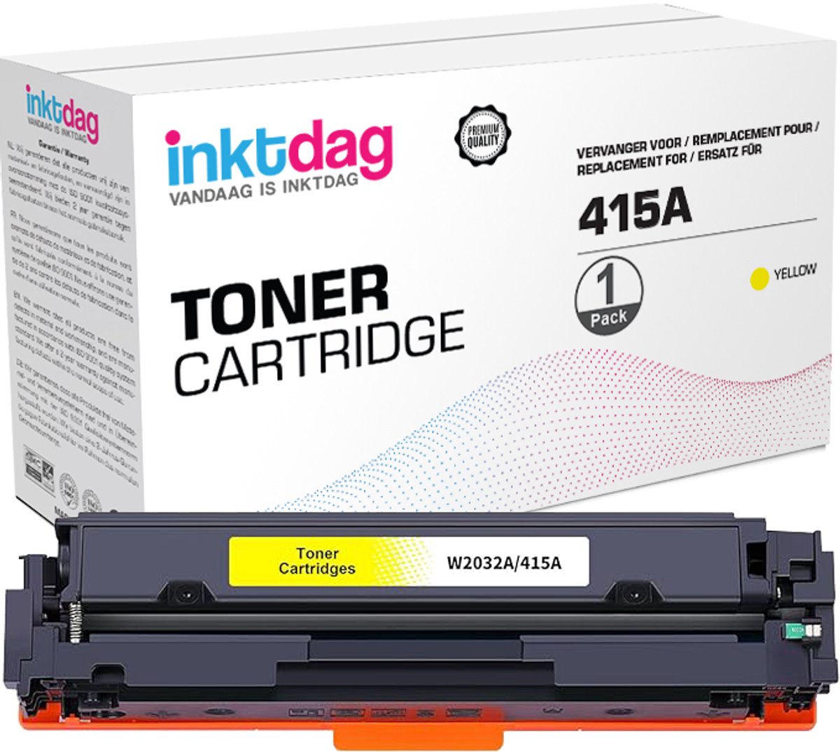 Inktdag huismerk toner cartridge voor HP W2032A, hp 415a (met chip) toner cartridge geel voor HP Color Laserjet Pro M454dn M454dw MFP M479dw M479fdn M479fdw