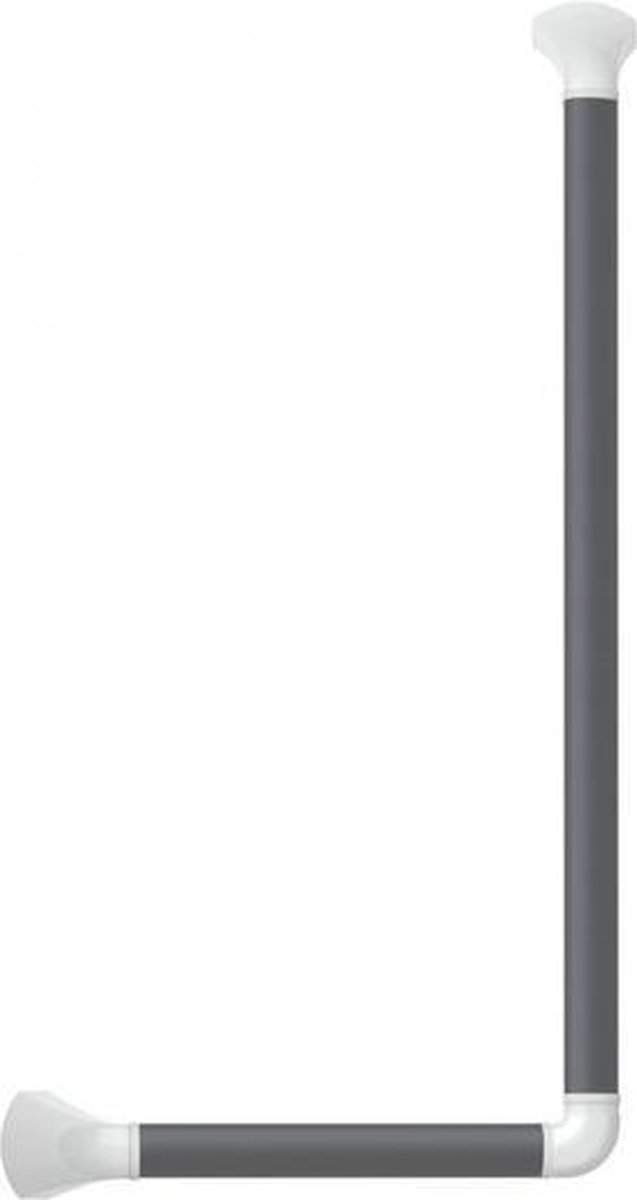 Wandbeugel zwart/grijs met afdekkappen in mat wit - 90° gehoekt 60 x 30 cm