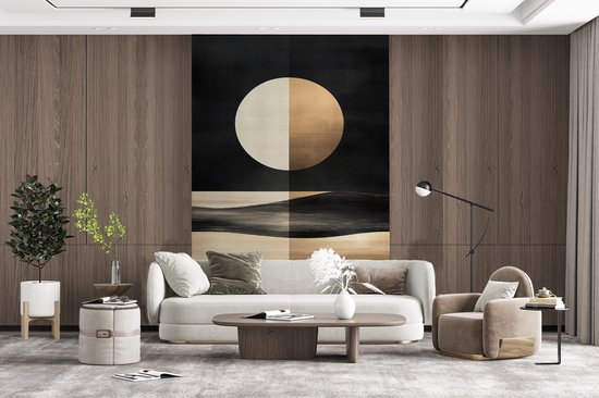 Behang - Fotobehang Maan - Cirkel - Goud - Breedte 160 cm x hoogte 240 cm