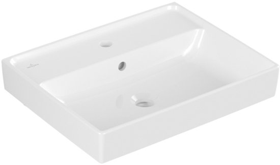 Lavabo 550x440 mm, avec trop-plein, trou de robinetterie, CeramicPlus, blanc alpin