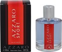 AZZARO SPORT Eau de Toilette fles en doosje, zwart met een rode band.