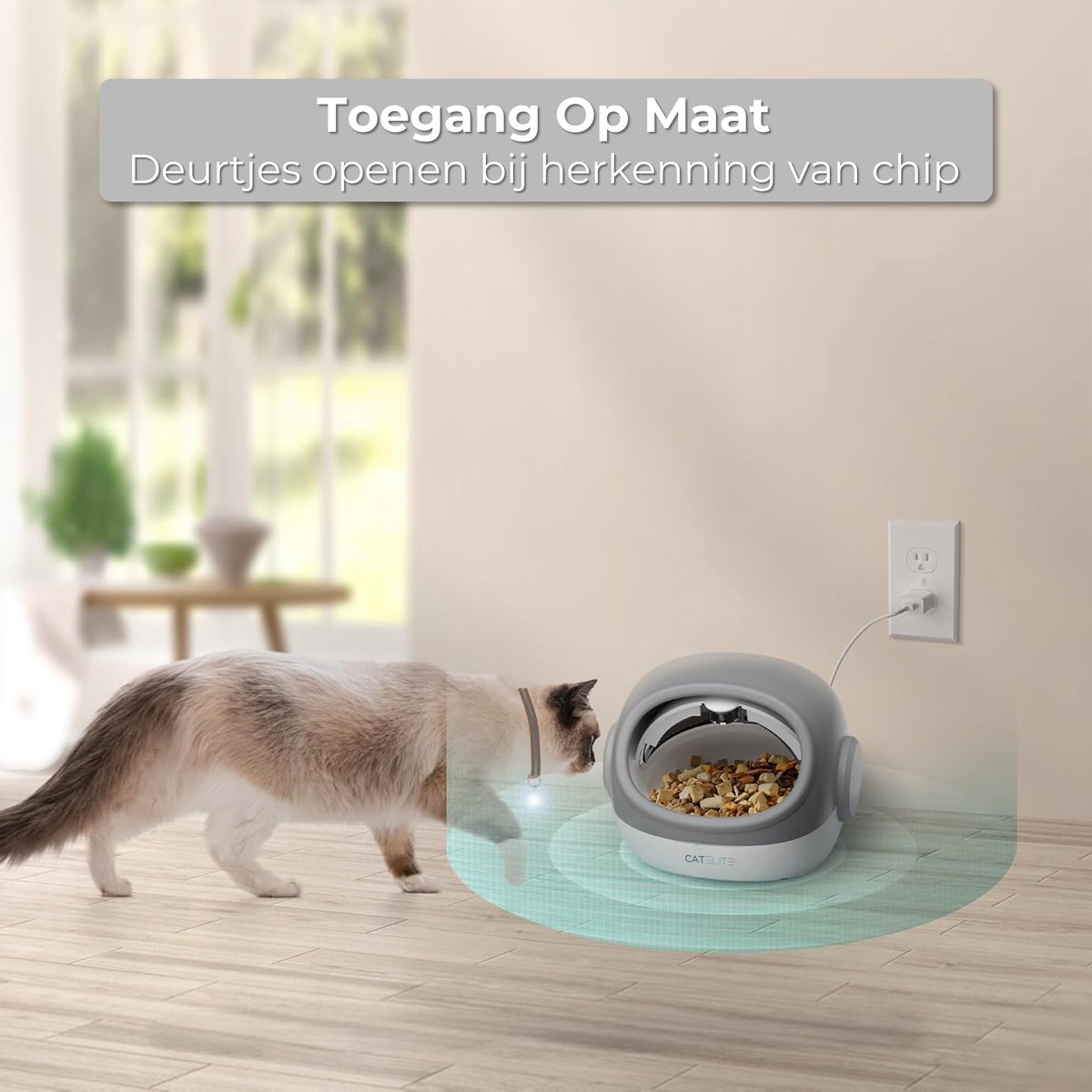 CatElite® Chip Voerdispenser Automatisch 20g Grijs - afbeelding 2