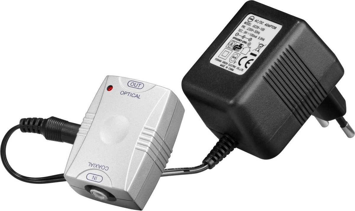Coaxiaal S/P DIF naar Toslink optisch converter - netvoeding