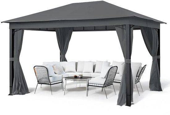 Trend24 Austin - Pavillon - Pavillon de jardin - Auvent - Tonnelle - Gazebo - 4x3 m - Étanche - Ventilé - Protection UV - Anthracite
