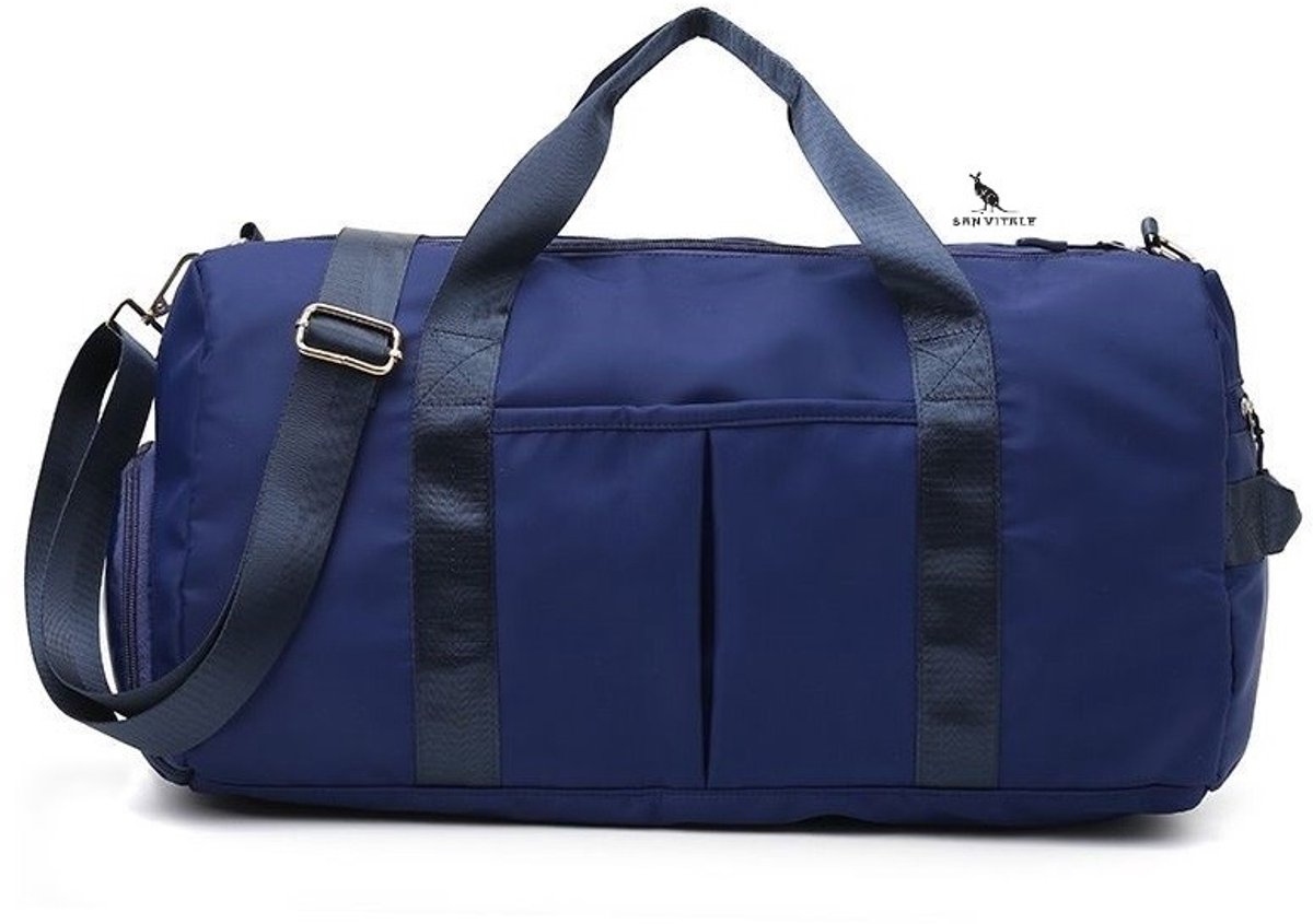 San Vitale® - Medium Sporttas - Weekendtas - Yoga tas - Schooltas - Voetbal Tas - Voetbaltas met Bodemvak - Reis tas - incl. Schoenen vak - 20L - Weekender - Hand bagage - Blauw