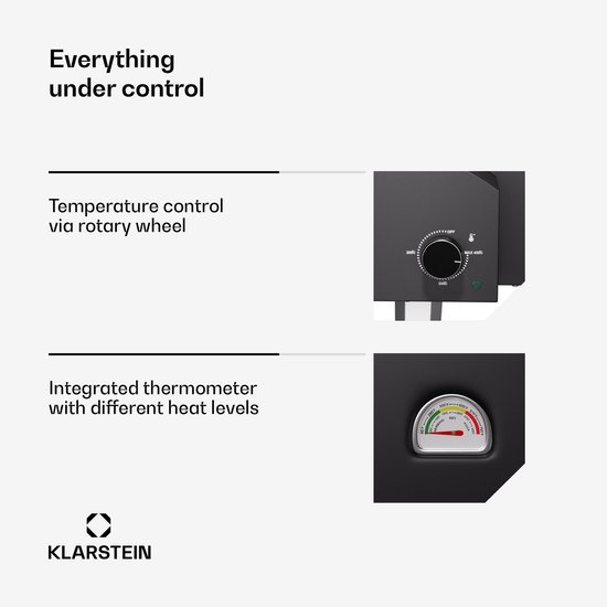 Klarstein LaFiamma Pizzaoven Elektrisch 450 graden - 2000 W, Dubbele verwarmingselementen, Inclusief pizzasteen, Roestvrij staal, Snelle opwarmtijd, Buitenopstelling, Tot 450 °C, Compact — afbeelding 2