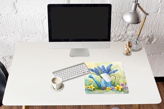 Muismat XXL 40x40 cm - Bureau onderlegger - Bureau mat Lavendelbloemen - Quote - Gieter - Bureaumat - Gaming mousepad xl - Bureaulegger groot - Computer deskmat