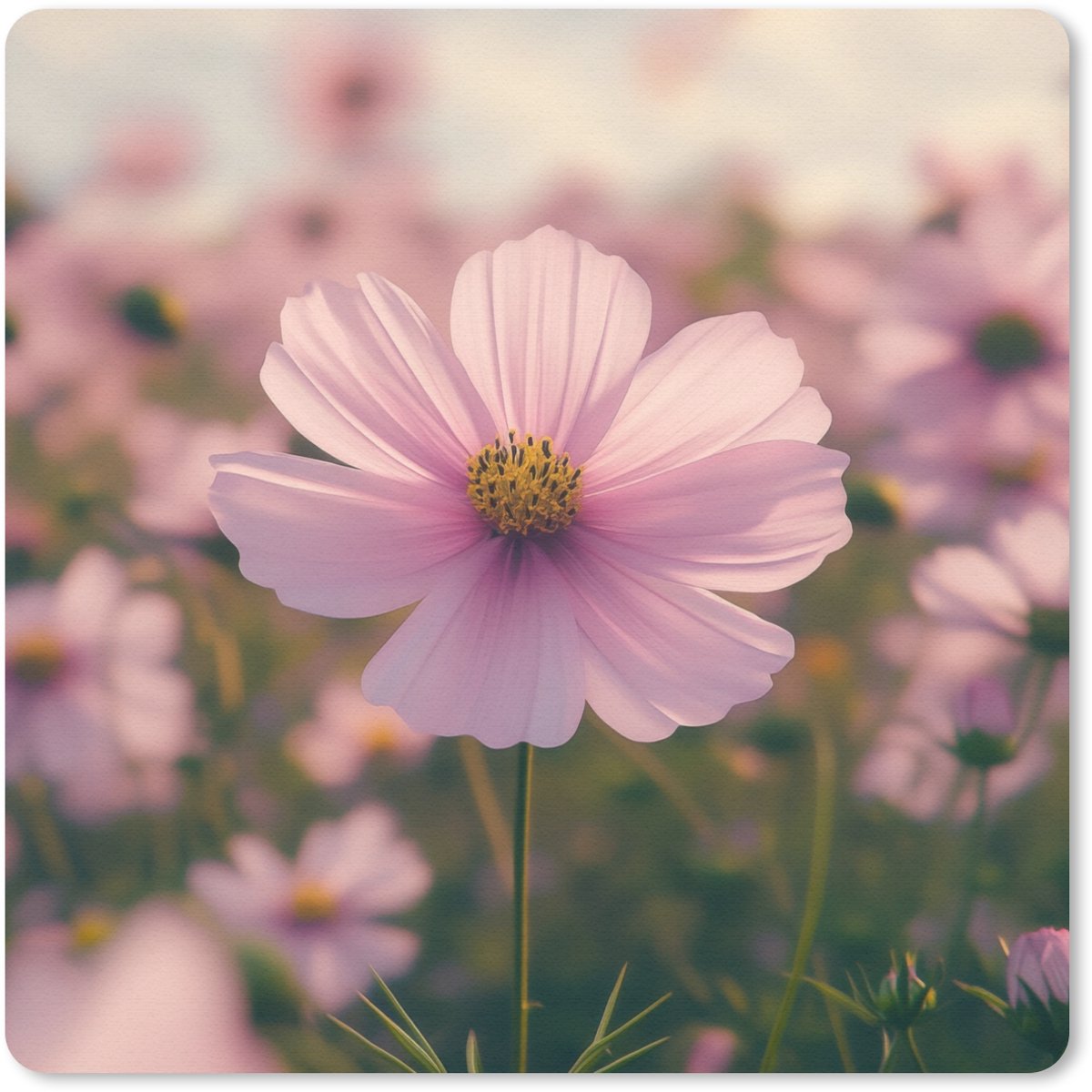 Muismat 20x20 cm - Mousepad Bloemen - Paars - Wazig - Muismatten