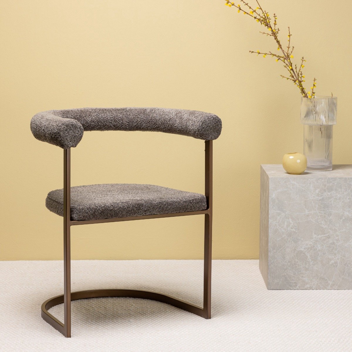 Fjôrd Eetkamerstoel Morning Bruin Grijs Boucle - Set van 2