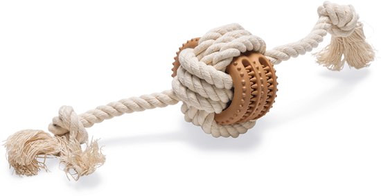 Corde de jeu Dental Beeztees Puppy Fem - Jouets pour chien - Caoutchouc/ Katoen - Beige/Marron - 30 x 8,8 x 8,8 cm