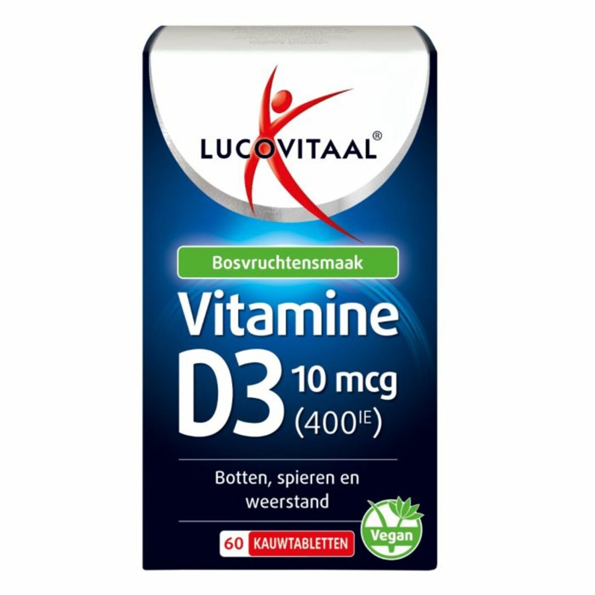 Lucovitaal - D3 10 mcg (400Ie) Vitamine Vegan Kauwtabletten - 3 x 60 kauwtabletten - Voordeelverpakking