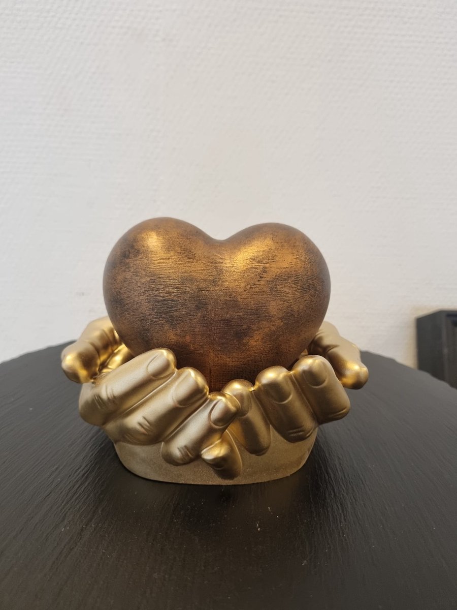 Urn hart in handen - brons, goud - 450 ml