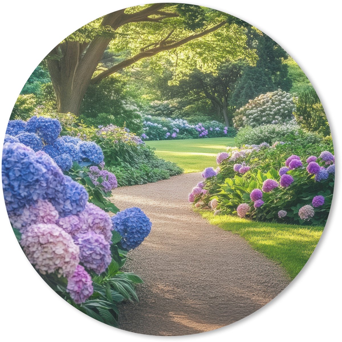 Muismat rond 40x40 cm - Mousepad Hortensia- Park - Pad - Ronde muismatten