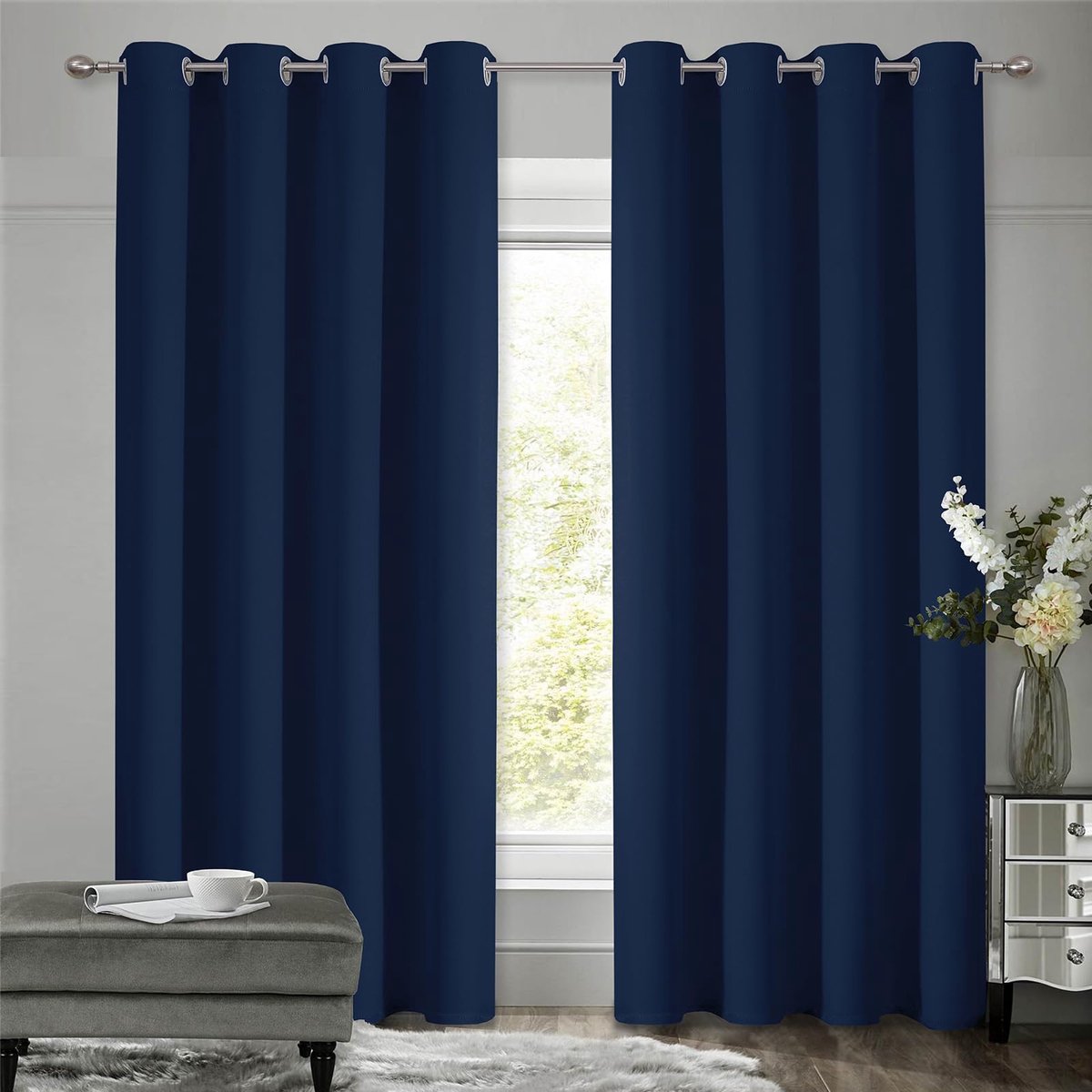 Unyqoos ® Donkerblauwe Thermische Verduisteringsgordijnen voor Voordeur en Slaapkamer, Gel