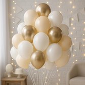 Joya Party® Set van ballonnen beige/wit/goud 75 stuks | 75 stuks Helium Ballonnen met Lint | Decoratie | Versiering | Latex ballonnen 75 stuks