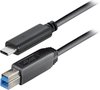 USB-C naar USB-B kabel - USB3.0 - tot 2A / zwart - 1,8 meter