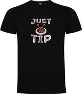 Zwart T-Shirt met Kleurrijke print “ Darts Just Tip - Darten - Sport “ Print Full Color Maat 2XL