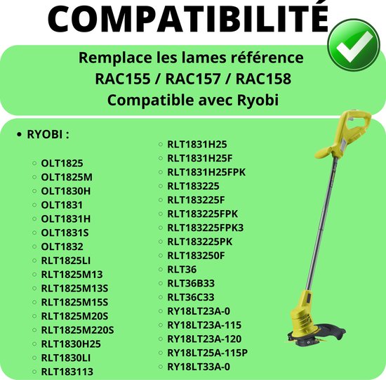 Reservemes RAC155 RAC157 RAC158 geschikt voor Ryobi Edge cutter dubbele kop Gekartelde messen - Pak van 50 van Agri-Fab — afbeelding 2