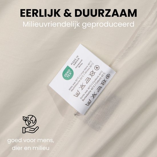 Superieur Dekbedovertrek Twin Face - Creme / Taupe - 100% Katoen - 200x200/220cm Tweepersoons - Warme taupe met creme dekbedset - adembenemend in uitstraling - optimaal ventilerend en ademend van Merkloos — afbeelding 2