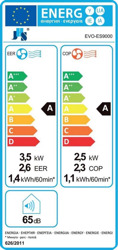Evolar Mobiele Airco Zonder Afvoerslang - met Luchtontvochtiger - 3-in-1 - Voor Slaapkamer - WiFi - 9000 BTU - Zonder Afvoer / Slang - EVO-ES9000