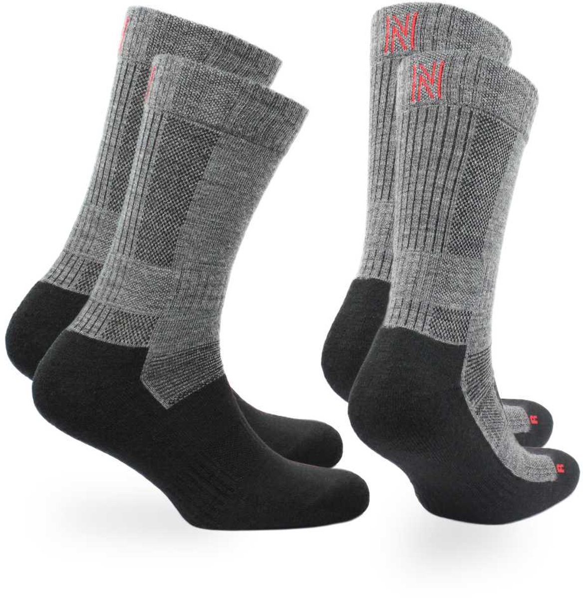 Norfolk Wandelsokken 2 Paar 60% Merino Wol Sokken Anti Blaren Outdoorsokken met Schok Absorptie Demping Hoge kwaliteit Langdurig Wollen Sokken Warme sokken Wandelsokken Dames Heren – Leonardo Grijs