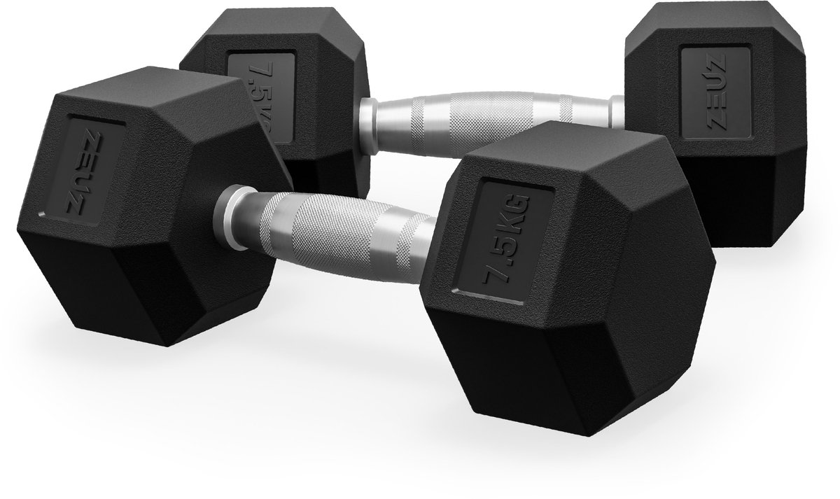 ZEUZ® Hexa Dumbbells Set 2 x 75 KG – Hexagon Gewichten Dumbbellset – Crossfit Fitness & Krachttraining Dumbellset