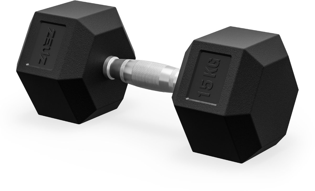 ZEUZ® Hexa Dumbbell 1 Stuk 15 KG – Hexagon Gewichten – Crossfit Fitness & Krachttraining