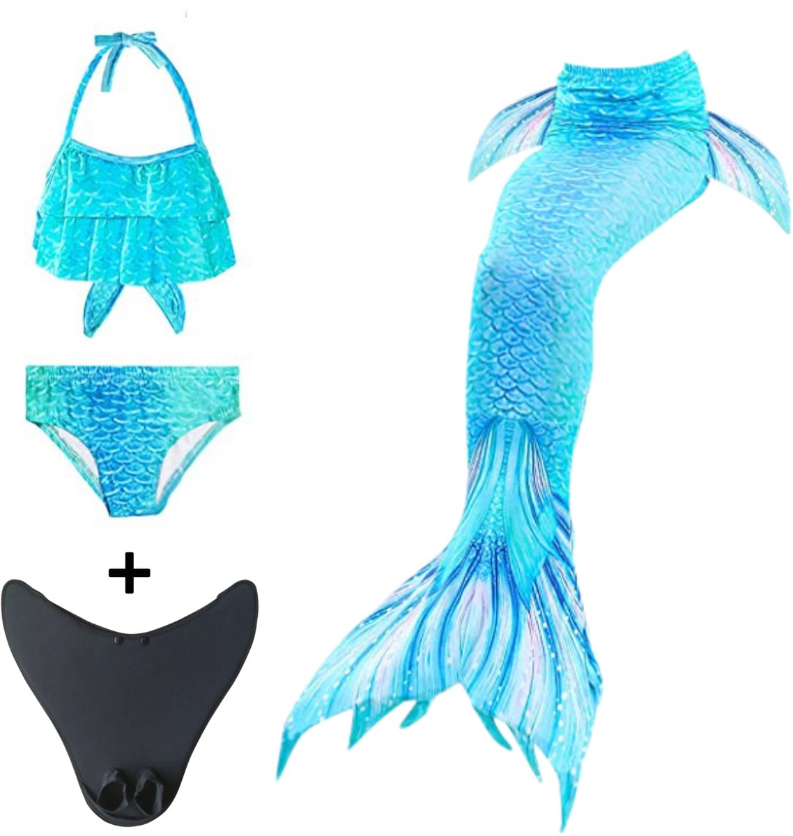 Zeemeerminstaart inclusief monovin en bikini set - Mermaid staart Oceans - Maat 146/152