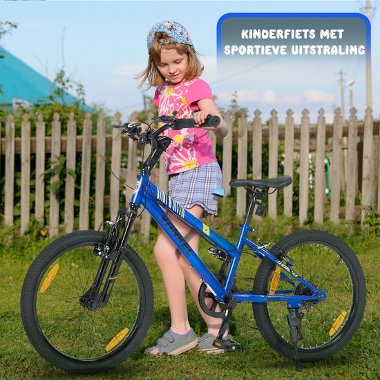 VANKEL Fiets Bike Kinderfiets - 20 inch - 6 Versnellingen - Kettenschakeling - V-brakes - voor Kinderen vanaf 6-9 Jaar- Sportief Ontwerp - Blauw van VANKEL — afbeelding 2