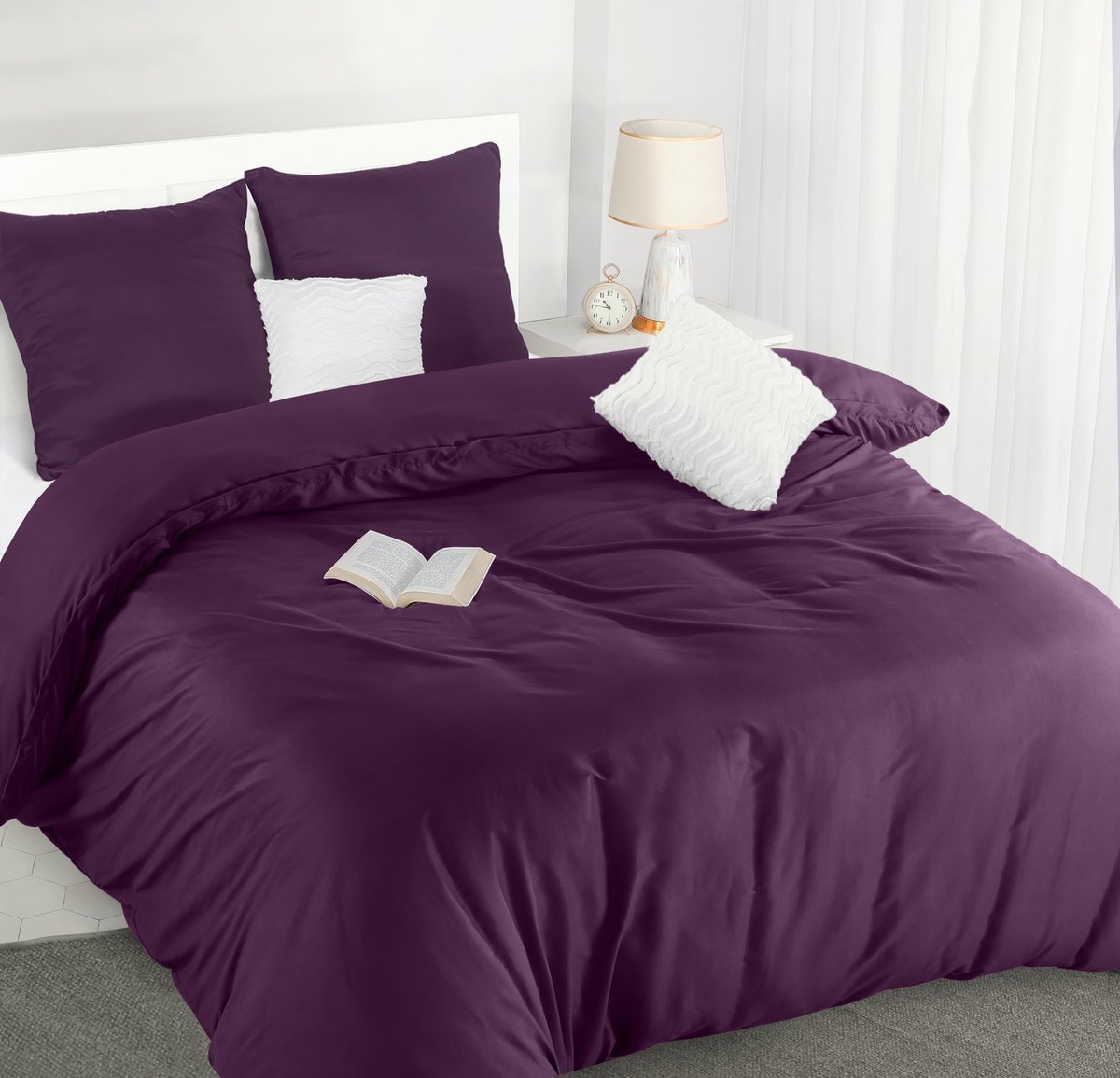 Ibenzoa Beddengoedset in Luxe Microvezel met Ritssluiting voor Optimaal Slaapcomfort en Gemak paars
