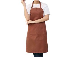Keukenschort - Water- en vuilafstotend - Professioneel Kookschort - Schort voor Dames en Heren - Horeca Sloof - Unisex - Vacatures voor hotelkoffie- Extra Grote Vakken - Khaki