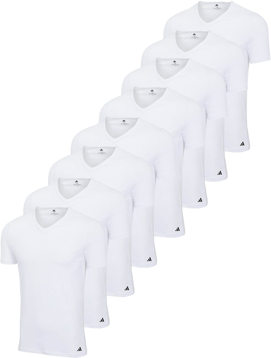 8-pack adidas V-Hals T-shirt Heren V-Hals Katoen Wit