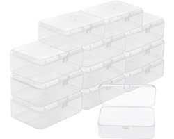 Belle Vous Klein Helder Plastic Opslag Dozen Containers met Scharnier Deksels (12 Pak) – L9 x B6 x H3,3 cm – Mini Doosjes Voor Pillen, Kralen, Sieraden & Hobby Items