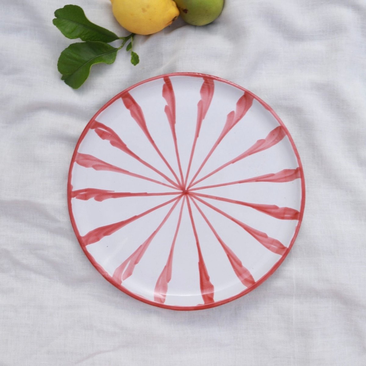 Lenta Living - Ontbijtbord Granada streep coral 22cm - Kleine borden