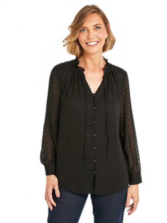 Blouse Plumetis Chemisier Noir Plumetis Chemisier En Voile