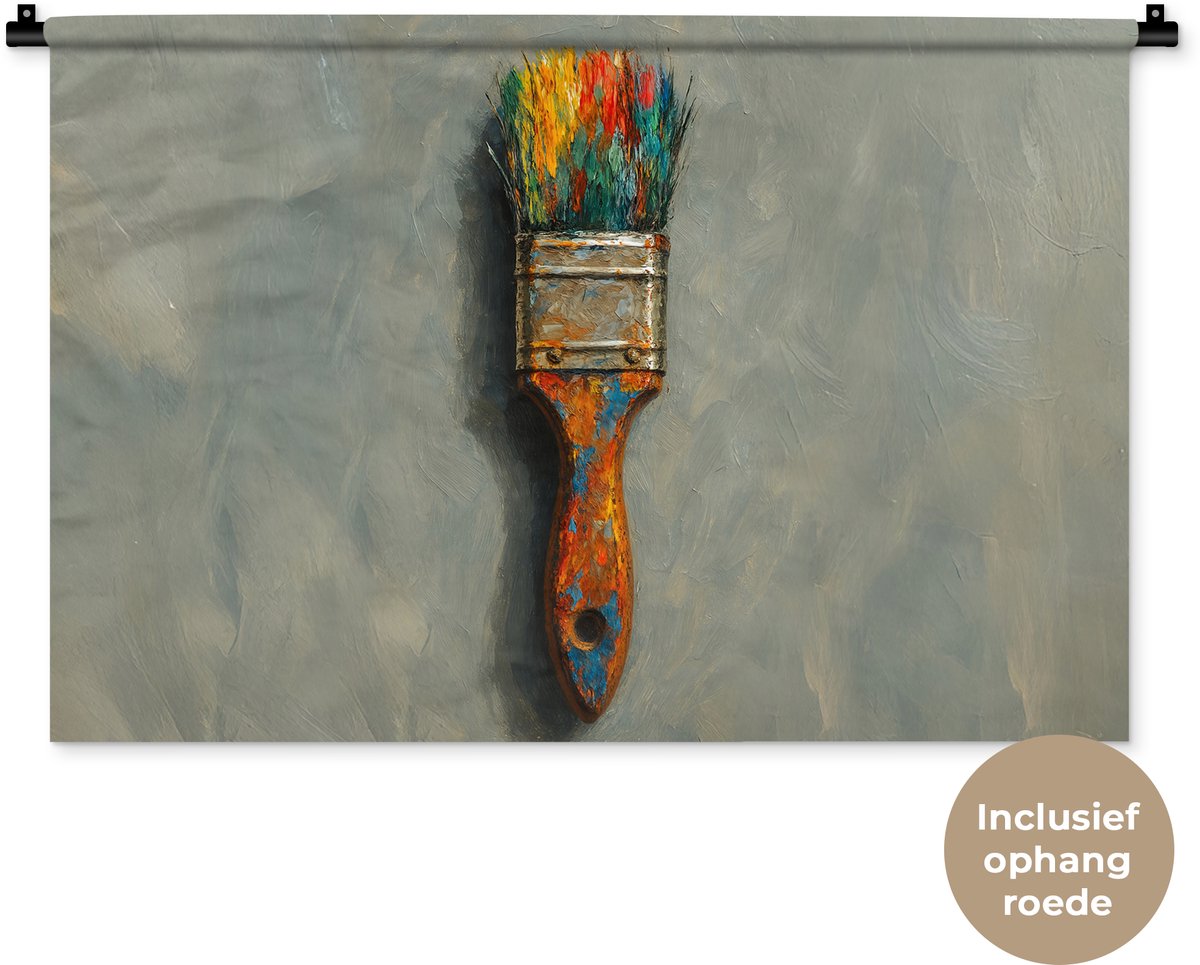 Wandkleed 90x60 cm - Wanddoek Verf - Kwast - Schilderij - Wandtapijt - Wandkleden